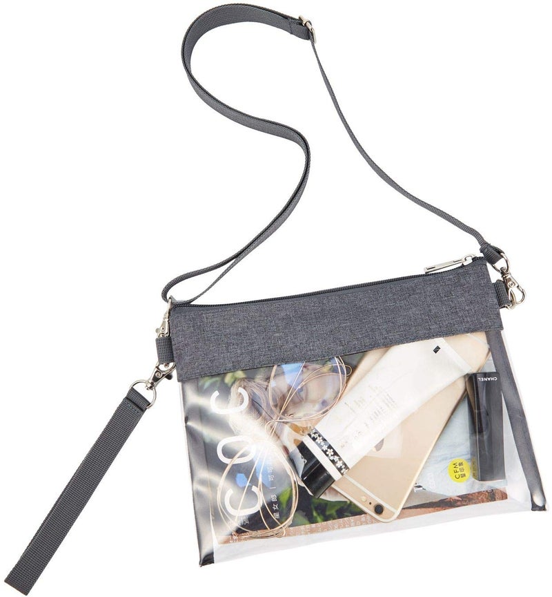 USPECLARE Clear Crossbody Purse Bag Stadium Approved Clear Tote Bag for Work Concert Sports(Clear Black) - Image 1
